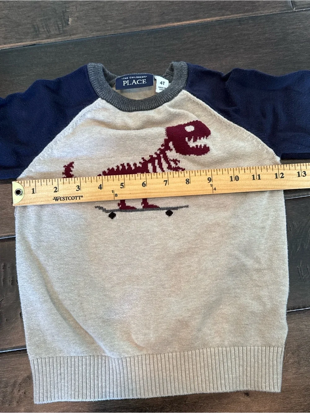 💜3/$15 The Children's Place Boys Dinosaur Skeleton Skateboard Sweater Raglan 4T